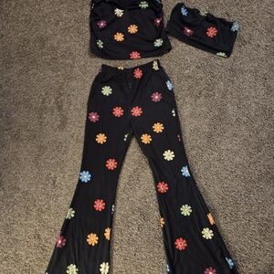 SHEIN Black with Floral Print Accent